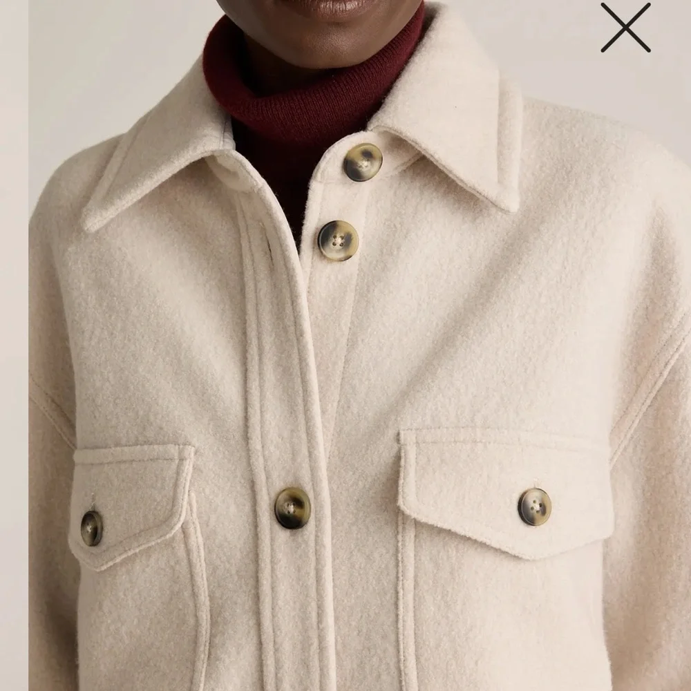 100% merino wool long shirt jacket, cream - Picture 4 of 10